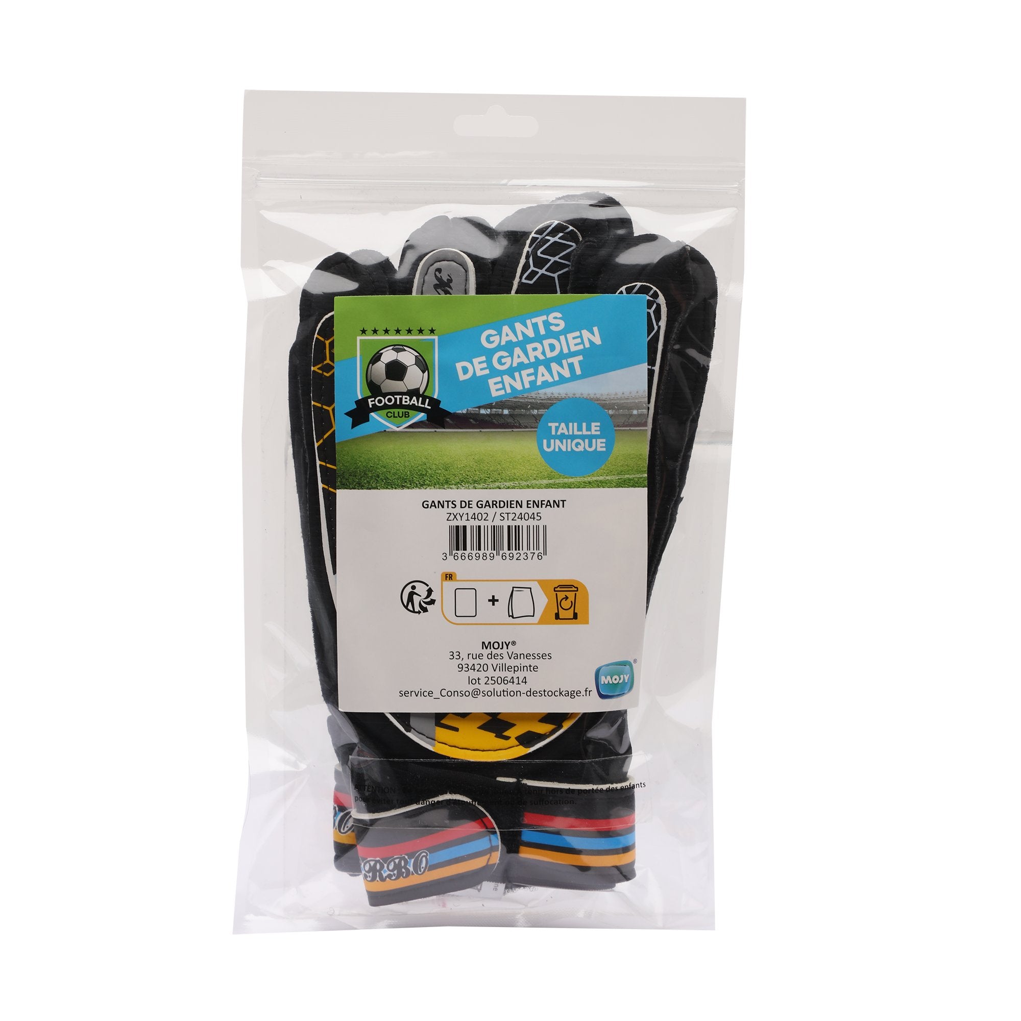 Gants de gardien enfant noir football entraînement