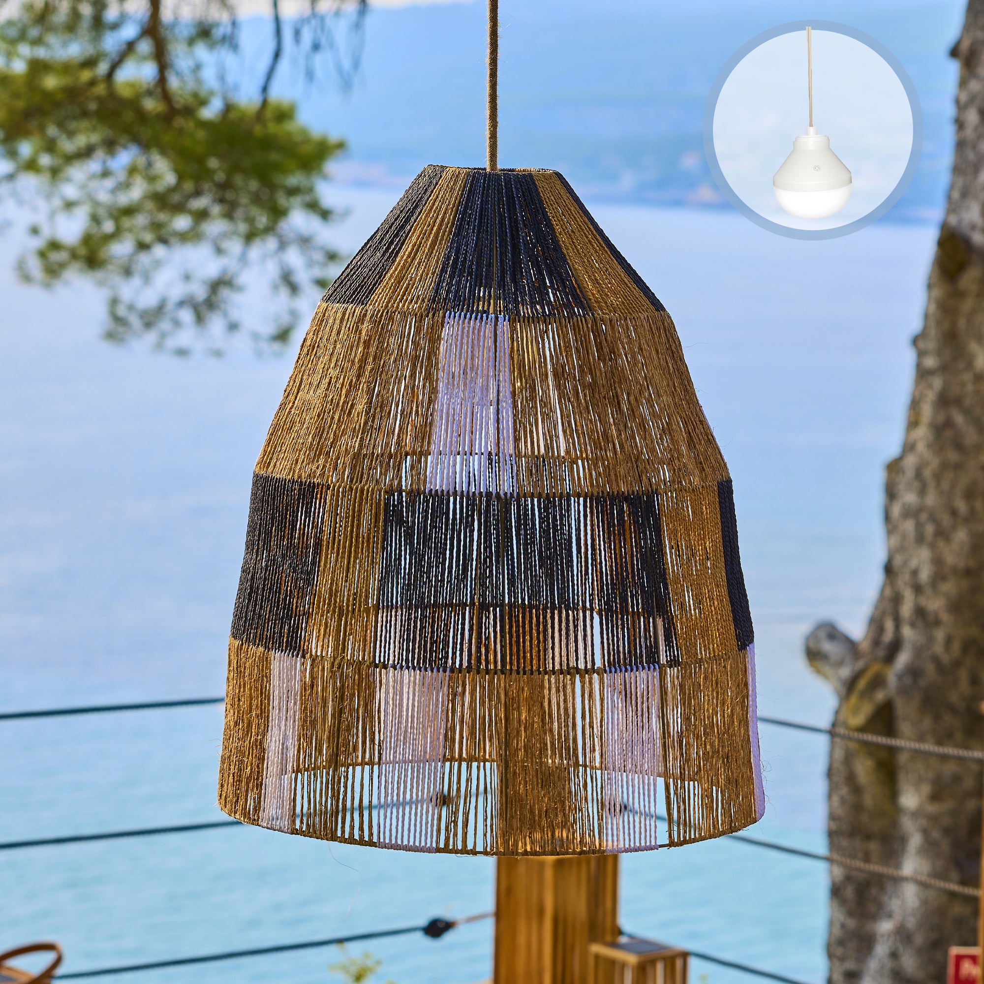 Red Deco Zahara Nomad suspension jute LED RGB télécommande