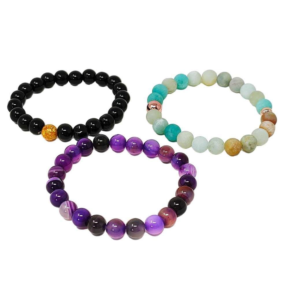 Shop-Story Lifestyle pack 3 bracelets pierres agate onyx