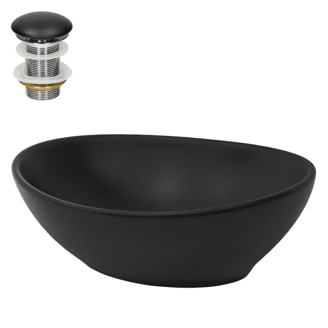 ECD Germany Sanitär vasque noire 41 cm céramique avec bonde noire