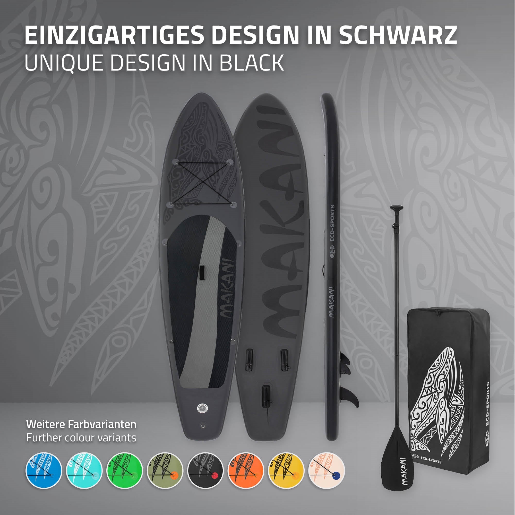 ECD Germany Makani stand up paddle gonflable noir 320 cm + pompe