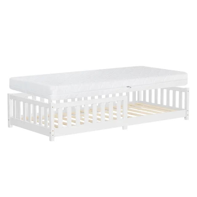 ECD Germany Kinder lit enfant 90x200 blanc matelas 16 cm pin