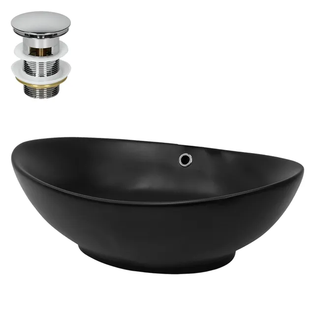 ECD Germany LuxeBath vasque à poser noire 59x38 bonde argent