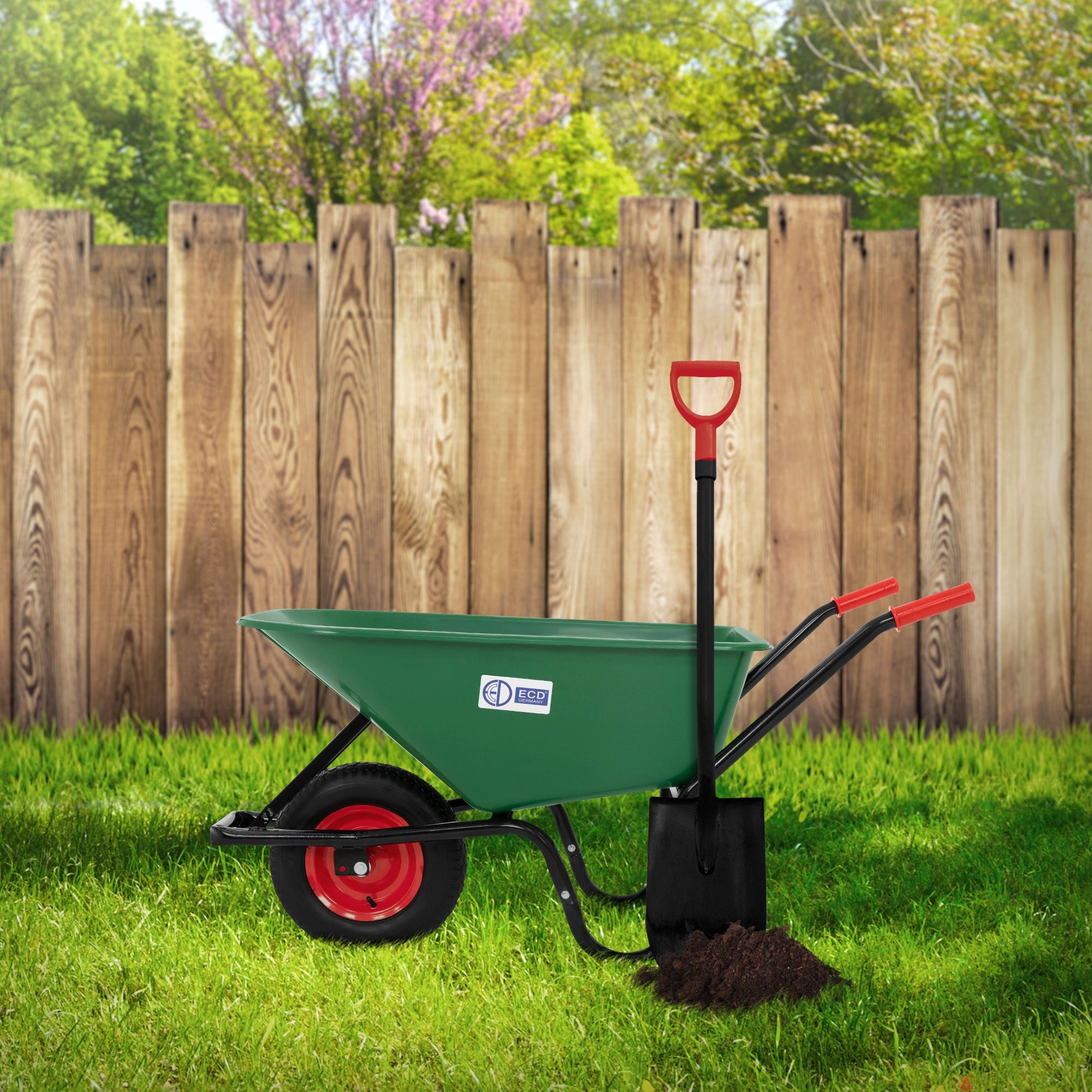 ECD Germany Garten Brouette 100L verte 150kg plastique