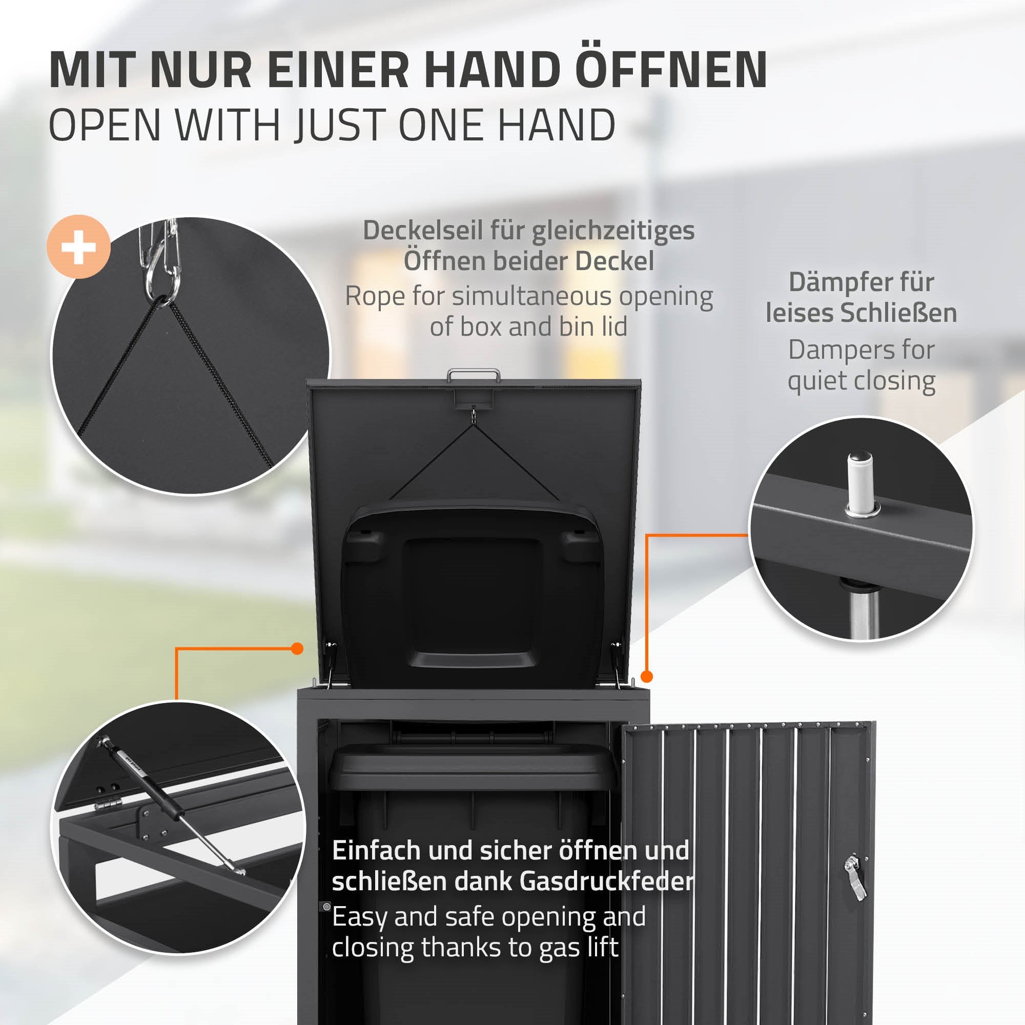 ECD Germany Garten Cache-poubelle 240L Mélèze Acier 1er