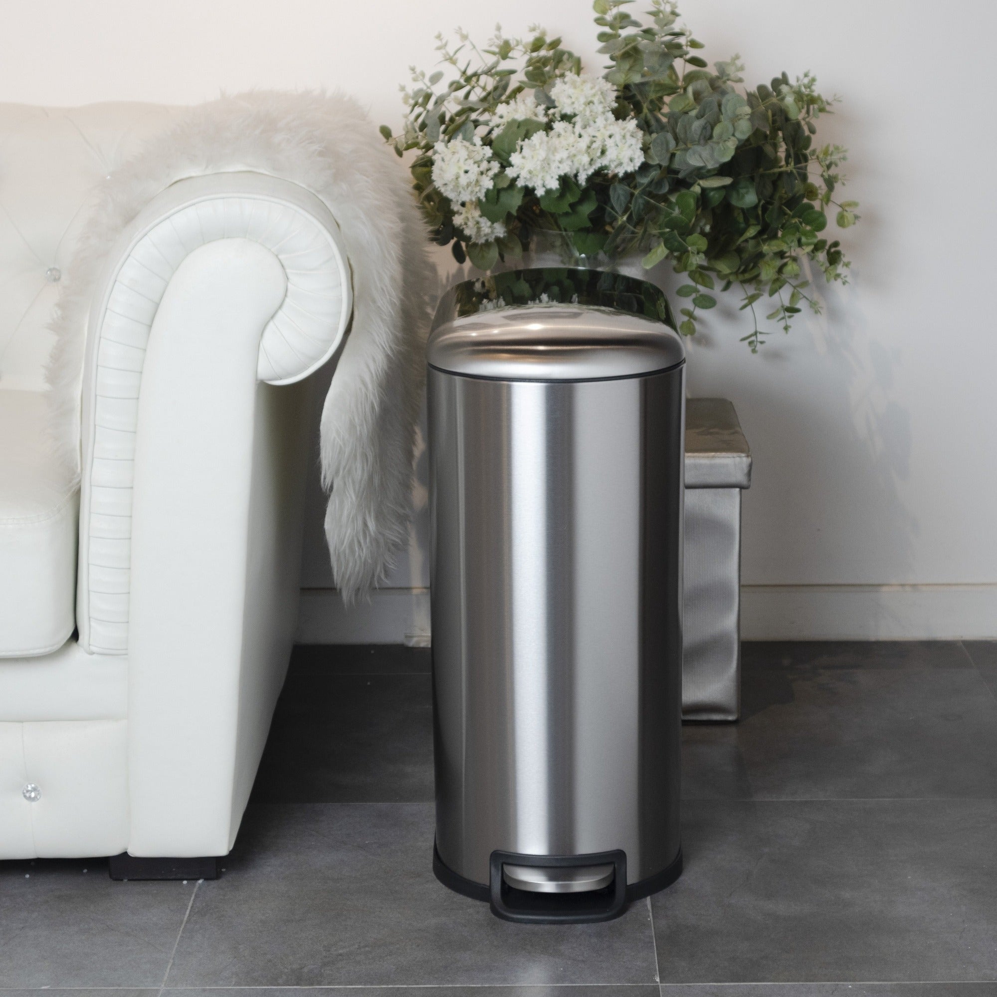 Red Deco Fuller 40L poubelle pédale inox étroite