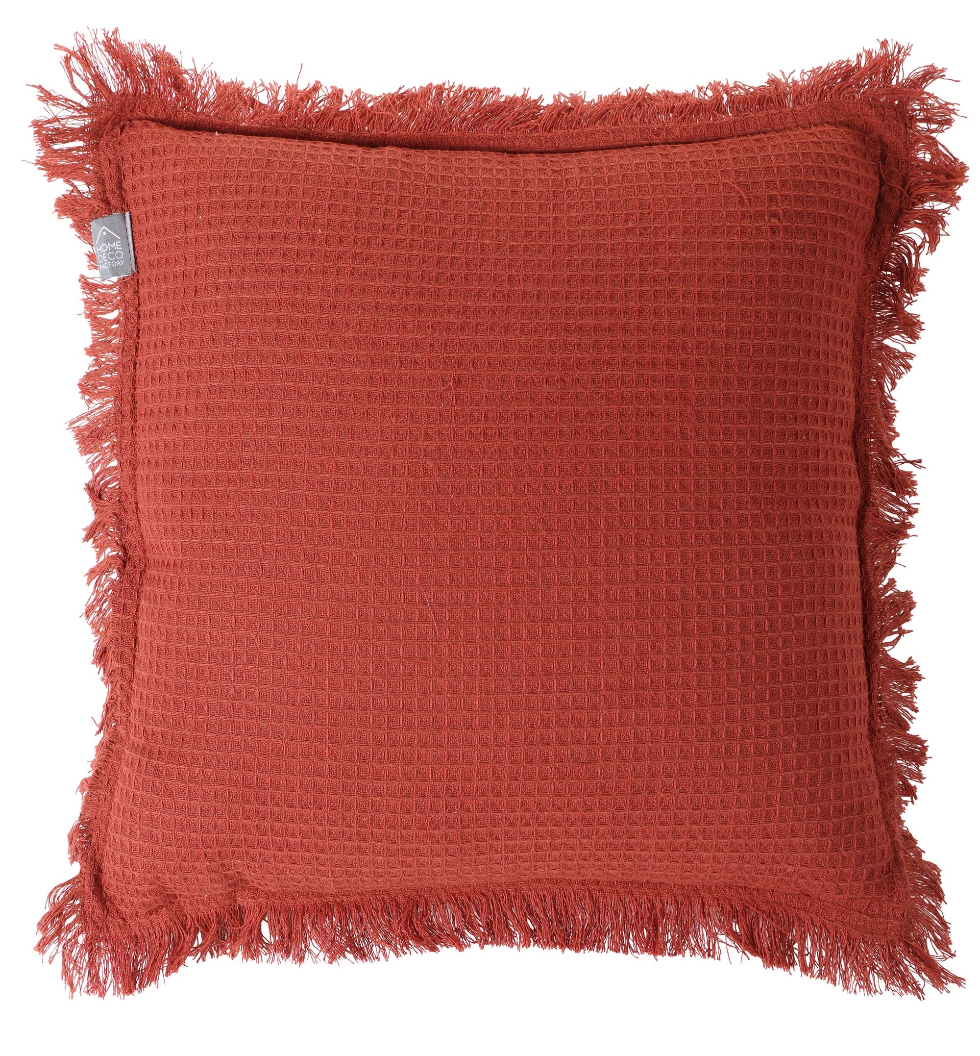 Stokomani Maison coussin gaufré coton orange 40x40