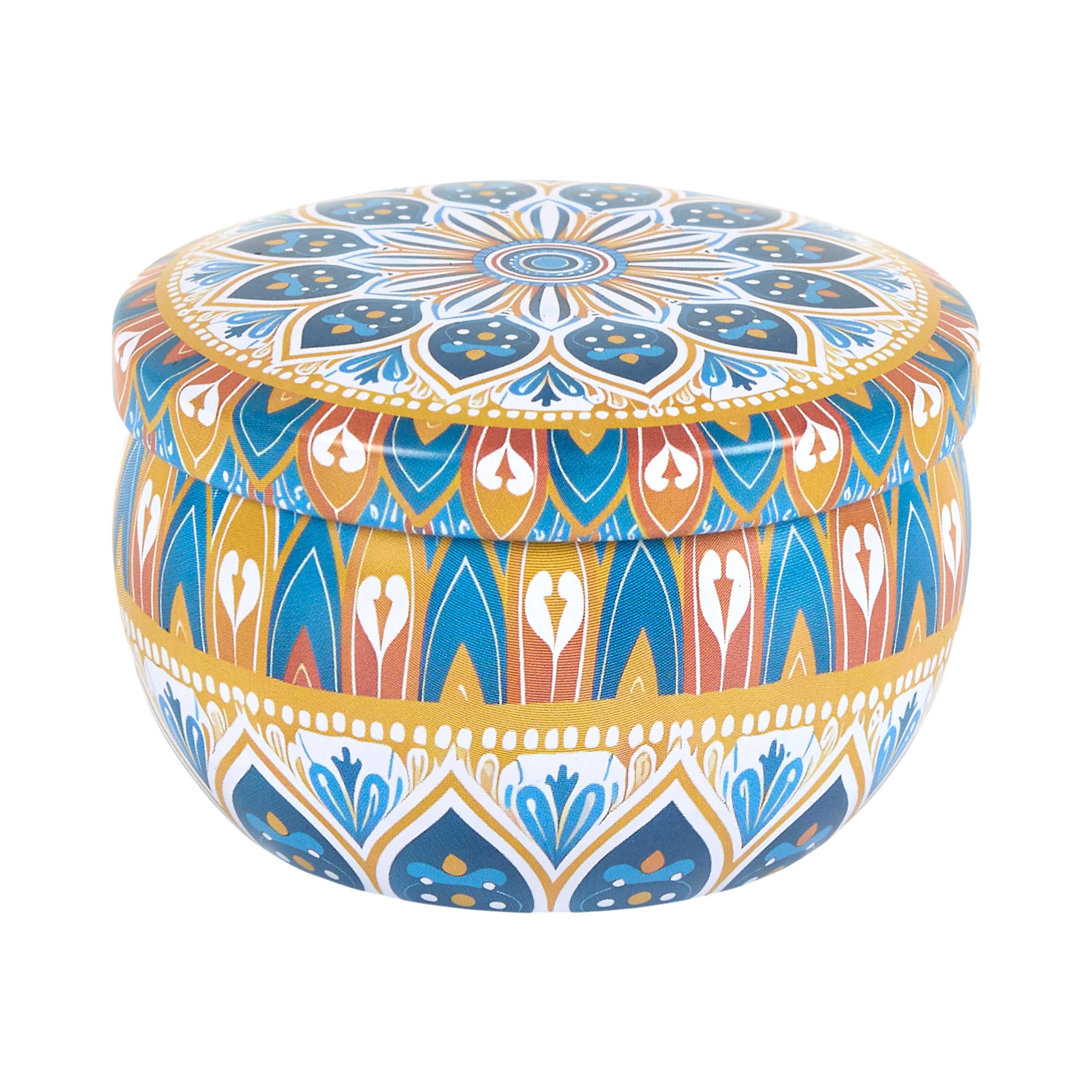Bougie ronde métal mandala déco maison à offrir