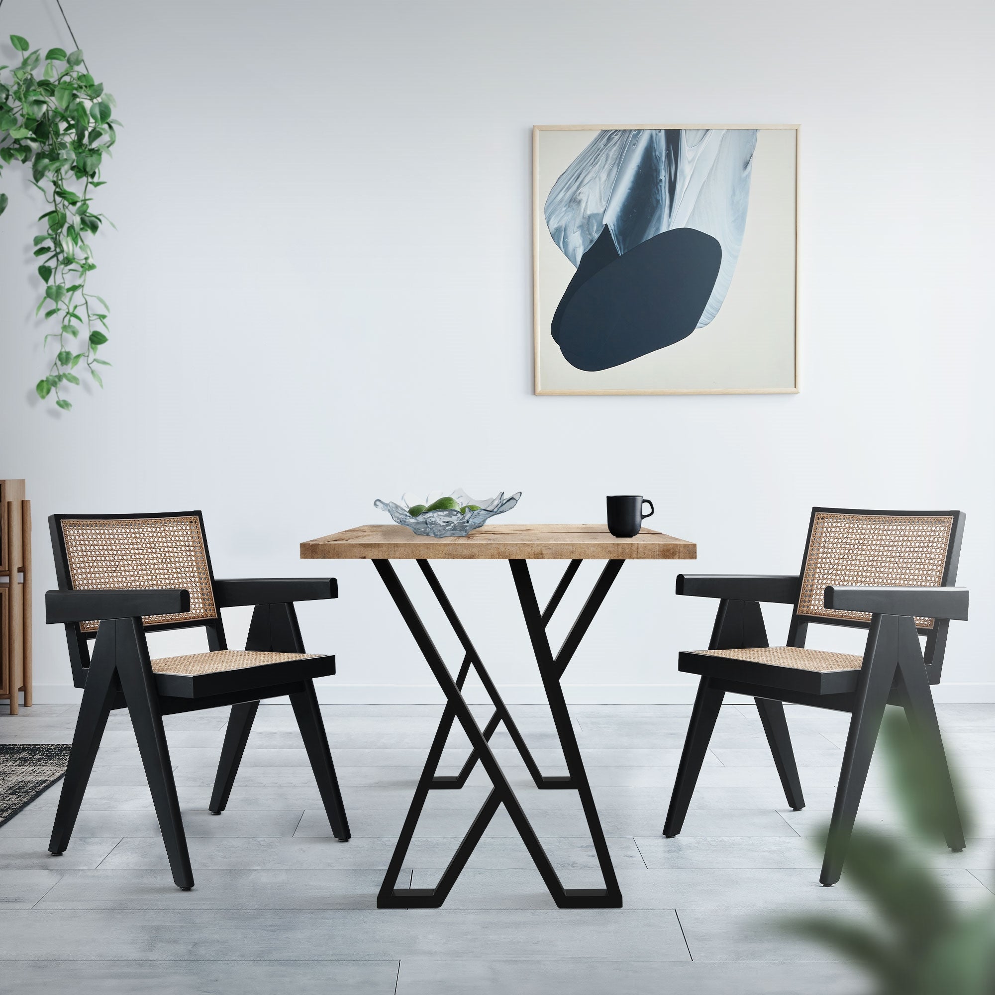 ECD Germany Möbel lot 2 pieds table X 50x71 cm noir