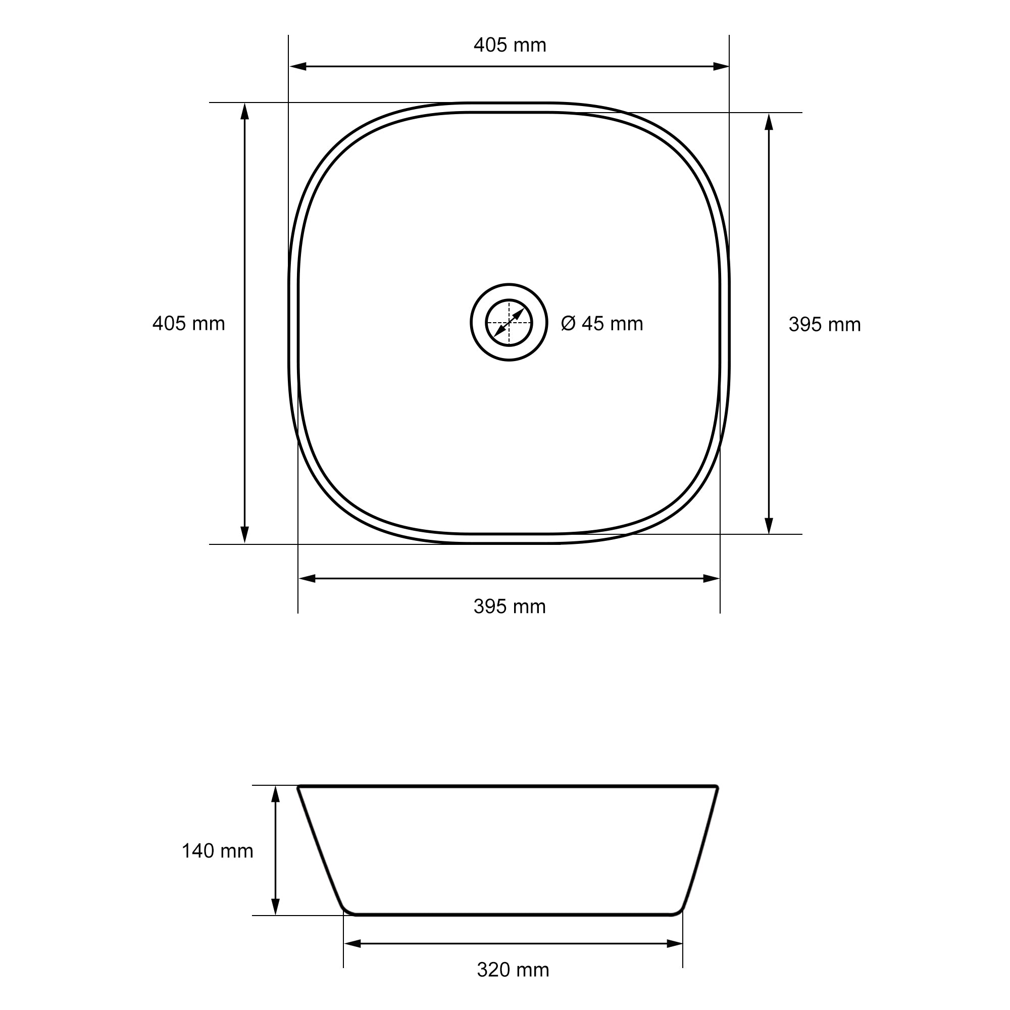 ECD Germany Sanitär vasque blanche Ø40,5 cm céramique bonde