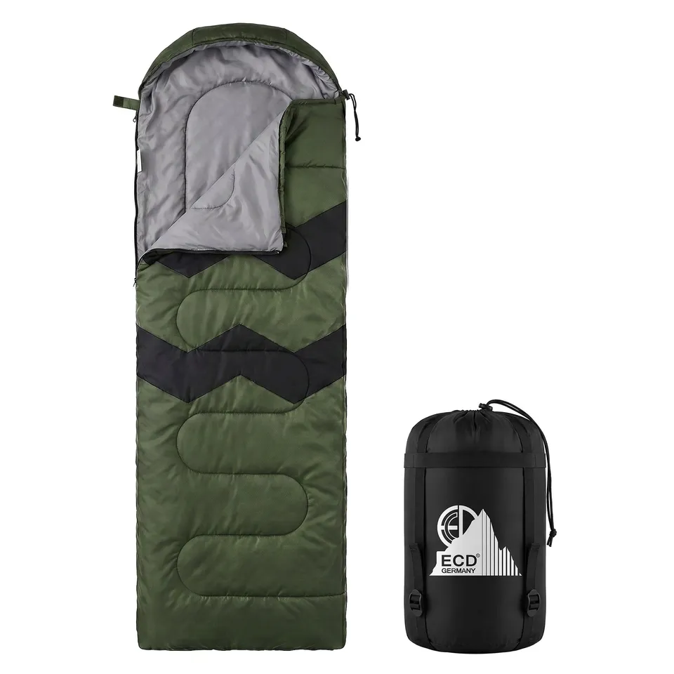 ECD Germany 210 cm sac de couchage kaki 3 saisons déperlant