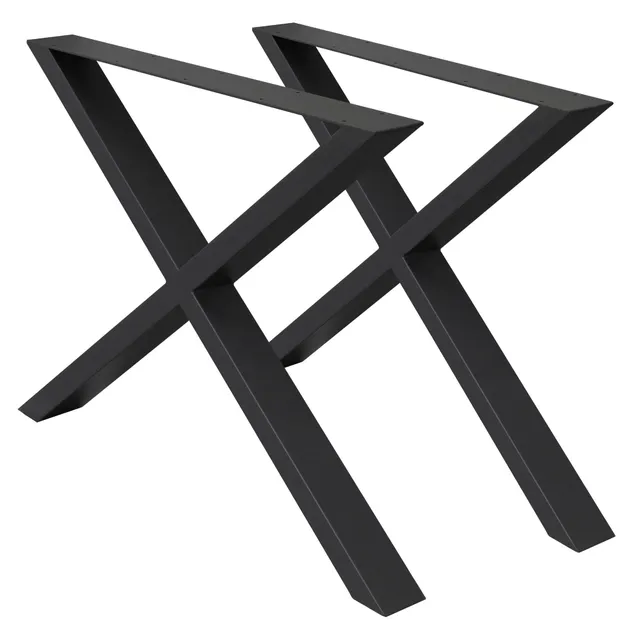 ECD Germany pieds table X-design acier noir 60x72 cm lot de 2