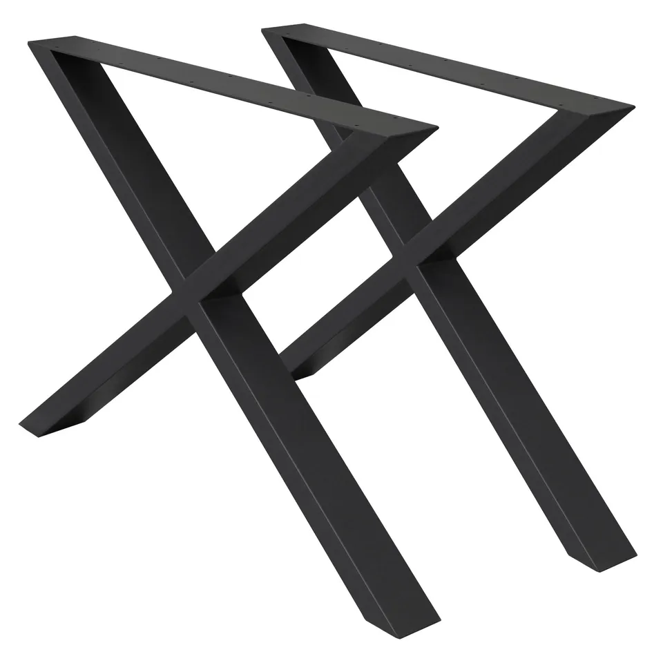 ECD Germany pieds table X-design acier noir 60x72 cm lot de 2
