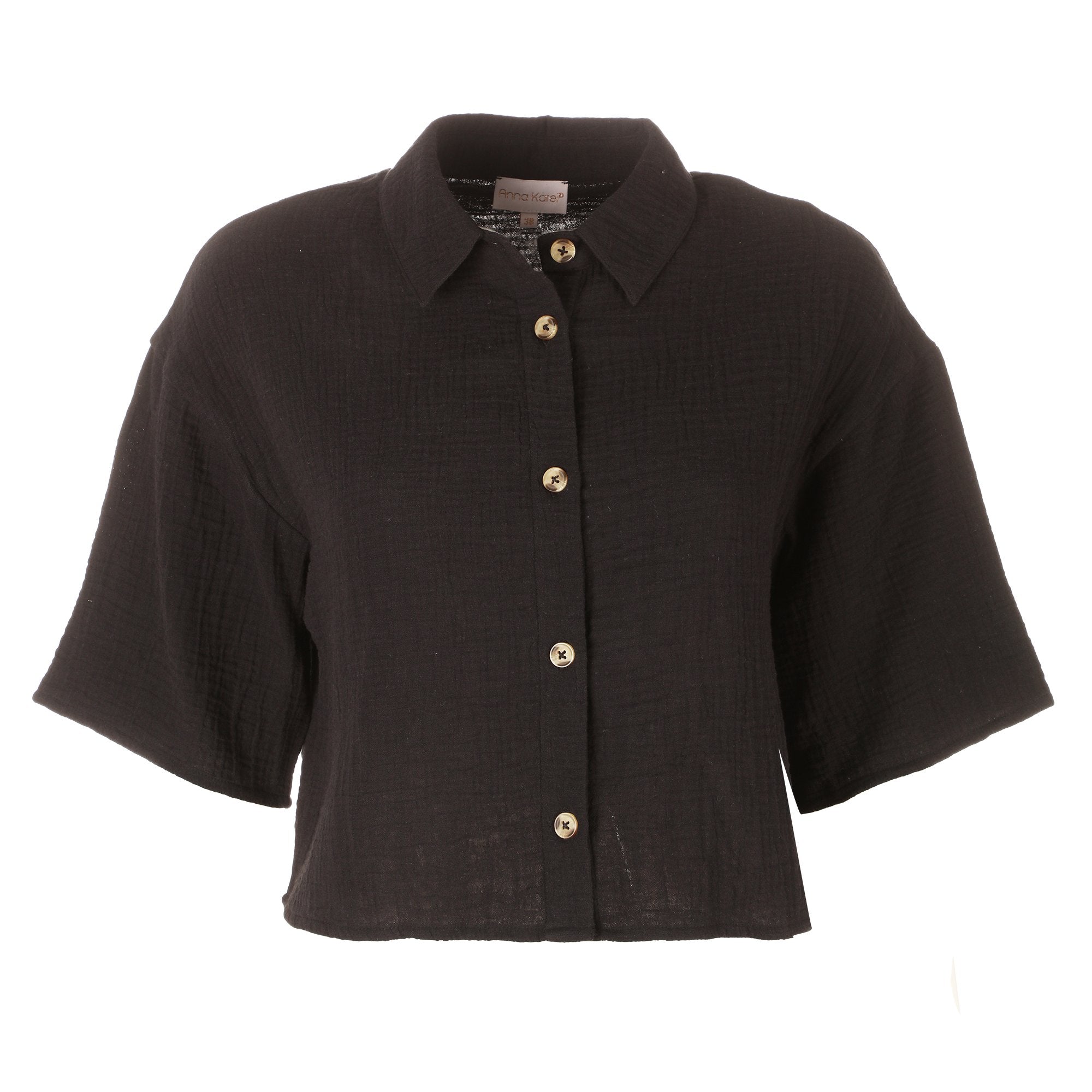Stokomani Mode chemise gaze de coton noir taille 42