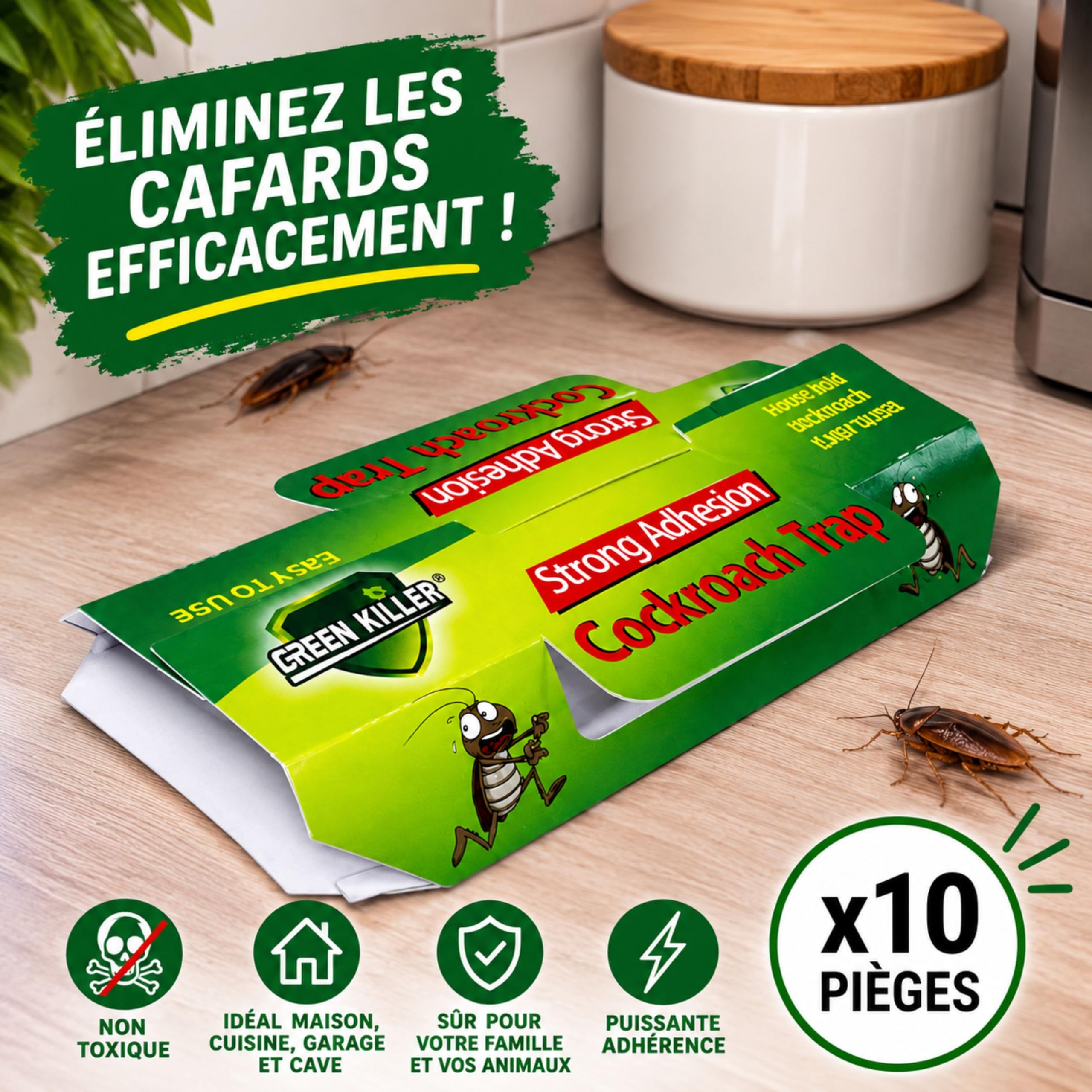 Shop-Story Maison piège cafards collant x10 19x9 cm non toxique
