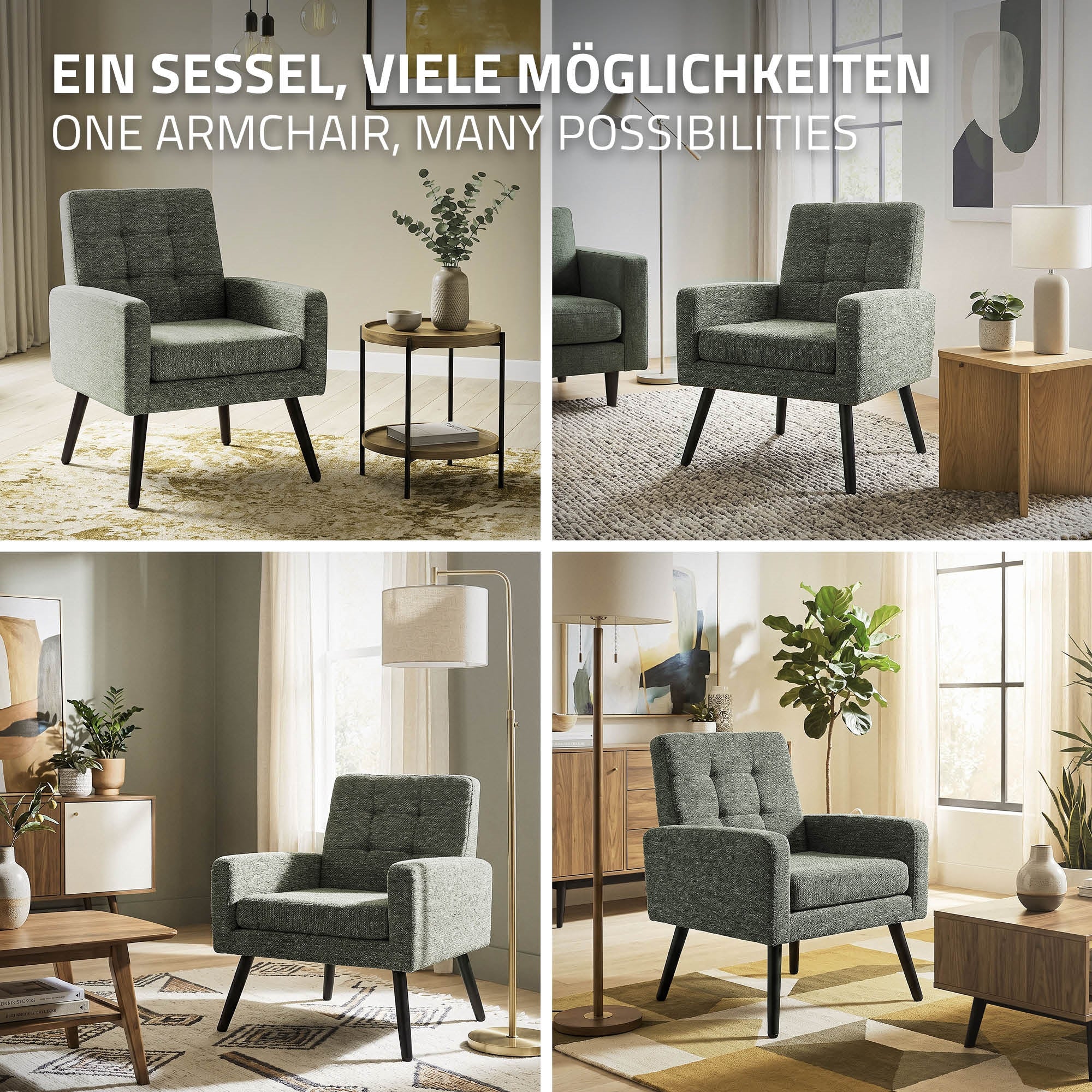 ML-Design fauteuil vert 66,5x80x63,5 cm tissu relax