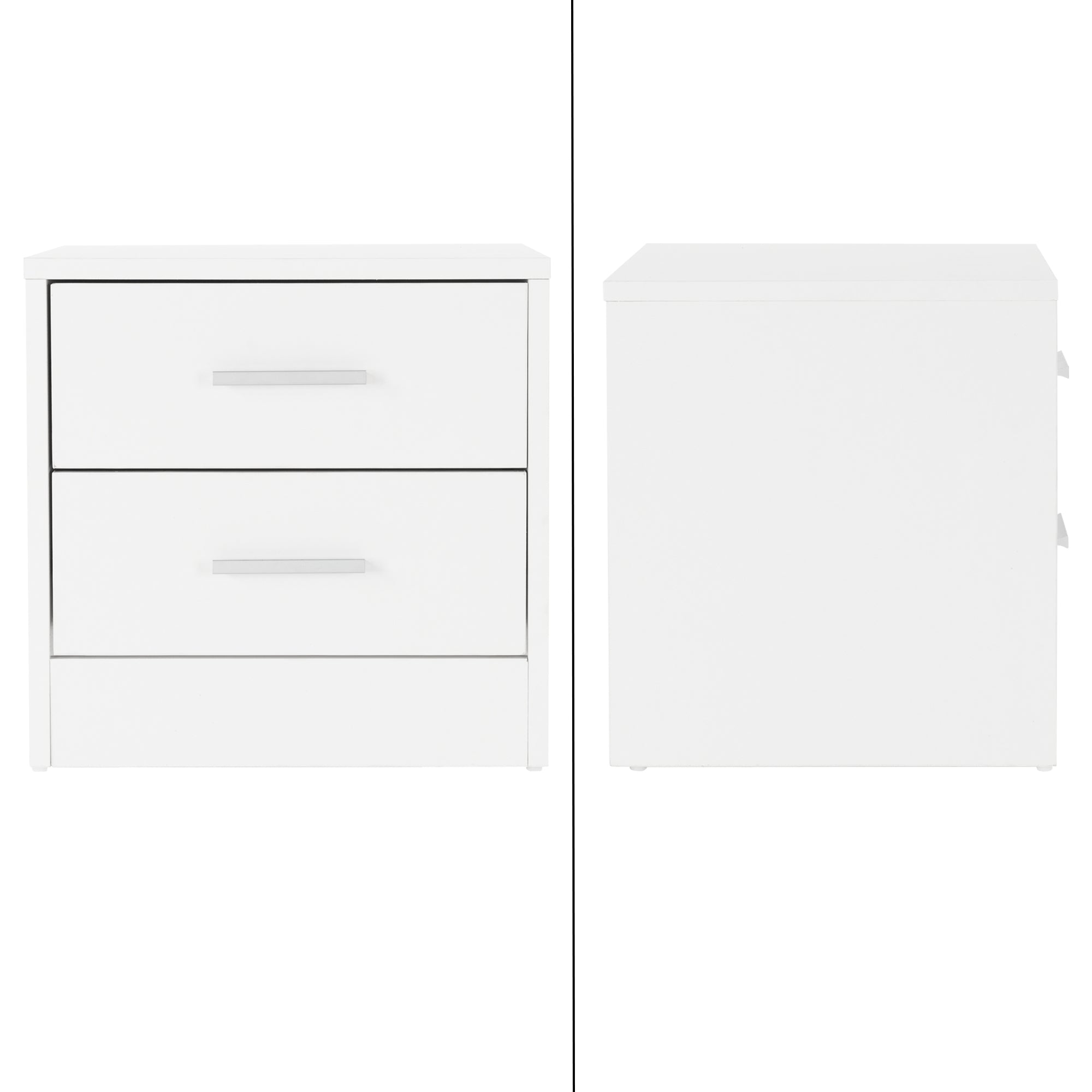 ML-Design table de chevet blanche 38x37x34 cm 2 tiroirs lot 2