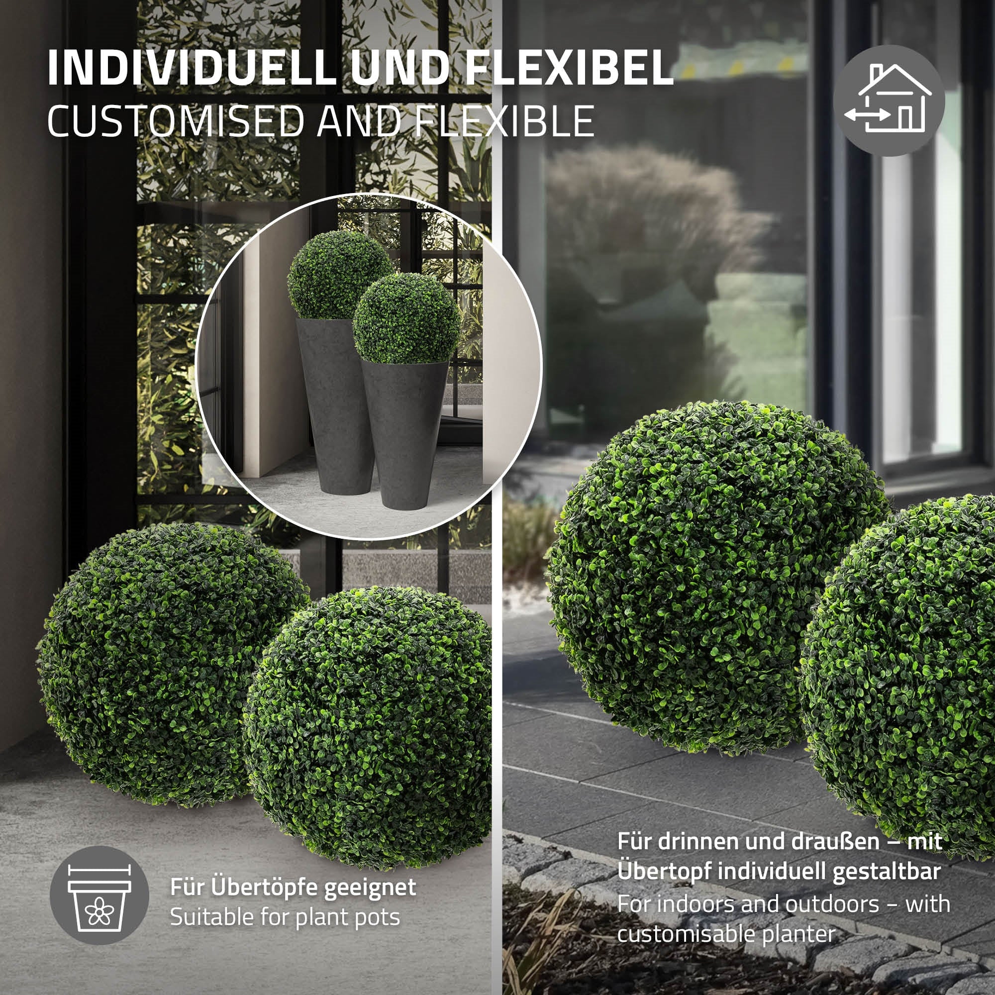 ECD Germany buis artificiel boule Ø45 cm lot de 2 vert