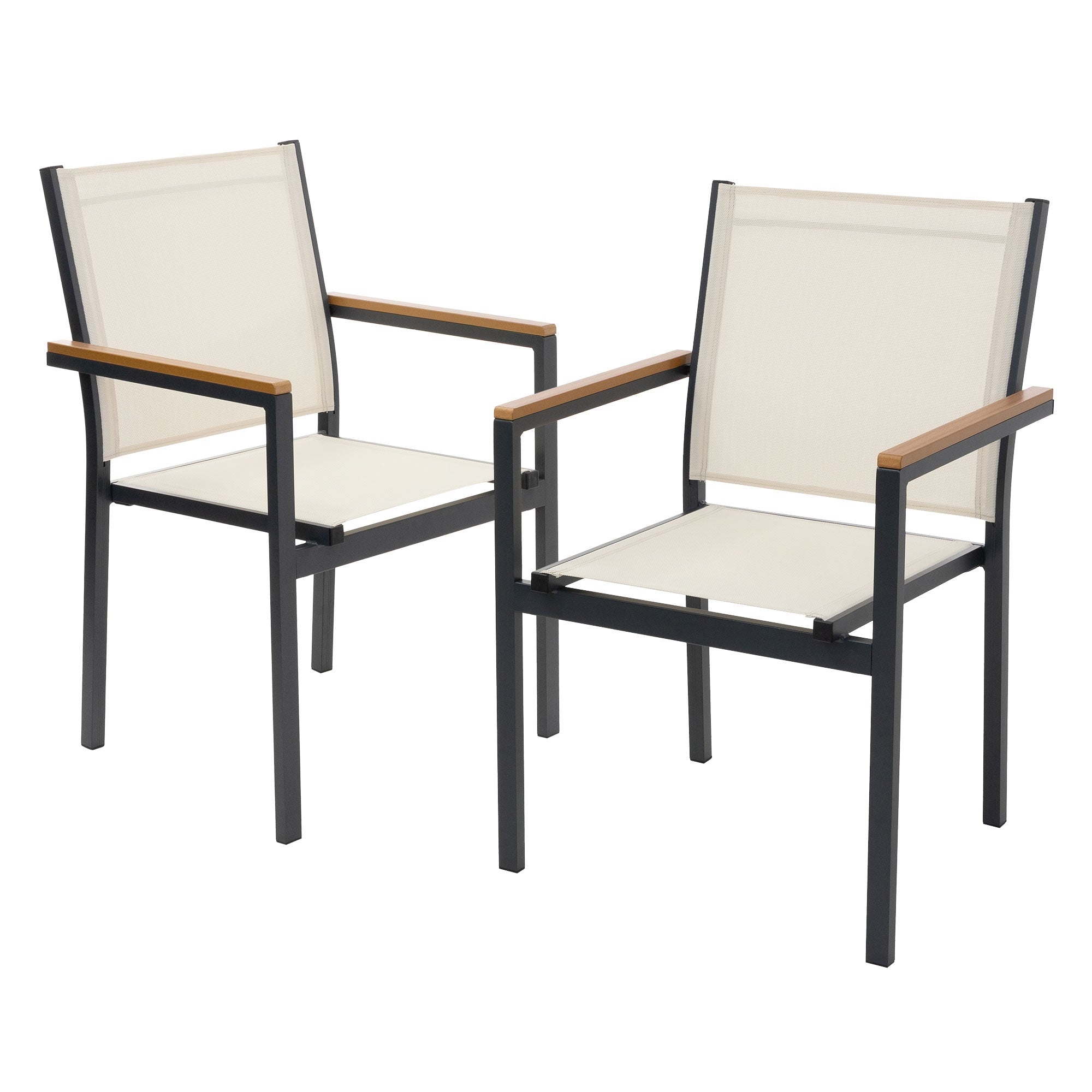 ECD Germany Garten chaise jardin beige textilène lot 2