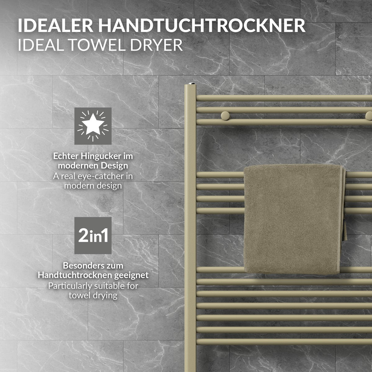 ECD Germany Sahara sèche-serviettes beige 500x1500 mm