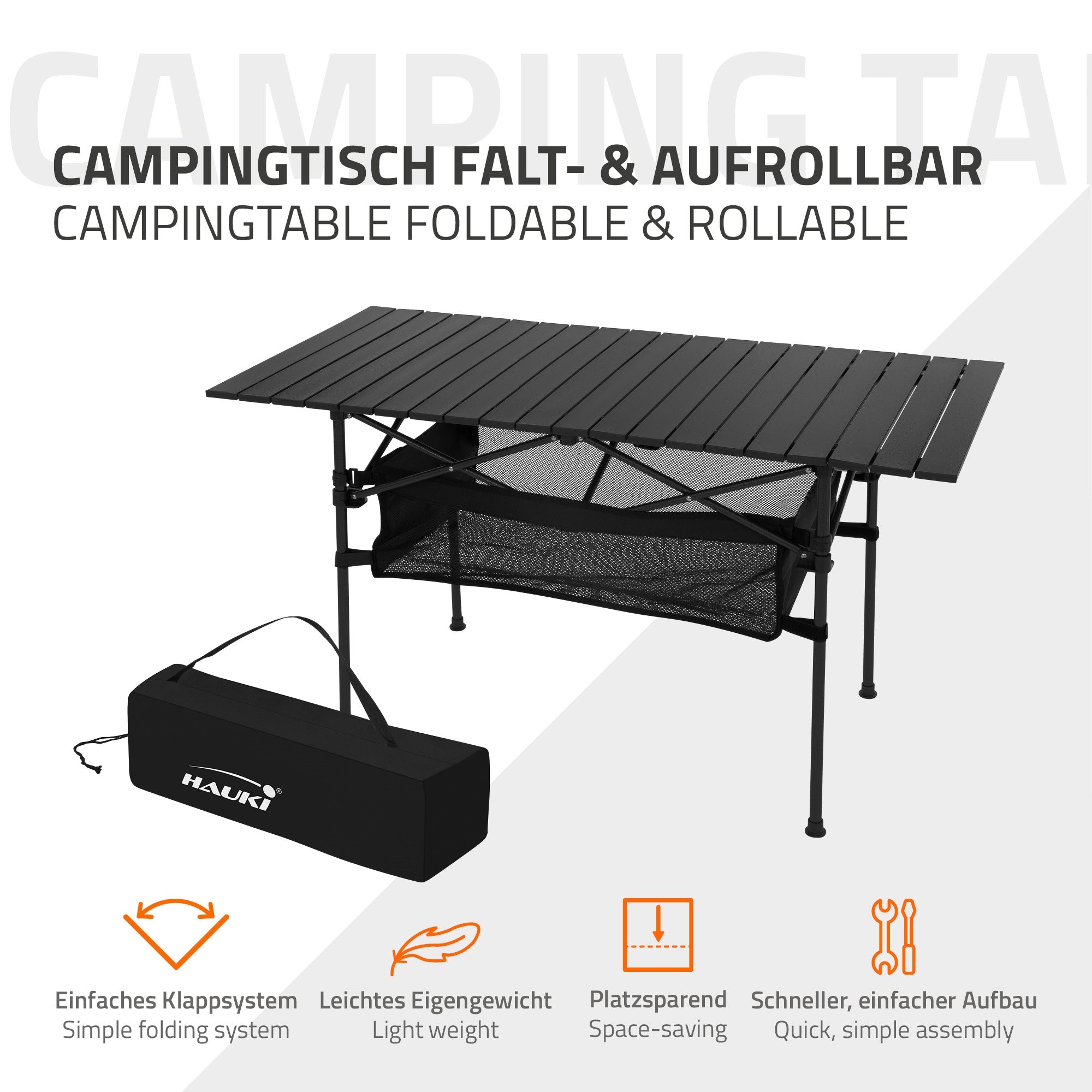 ECD Germany Hauki Table camping pliante noire 118 cm + sac