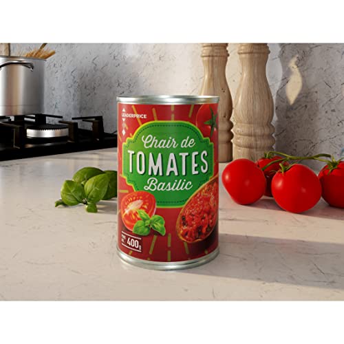 Leader Price Chair de tomates basilic 400g conserve
