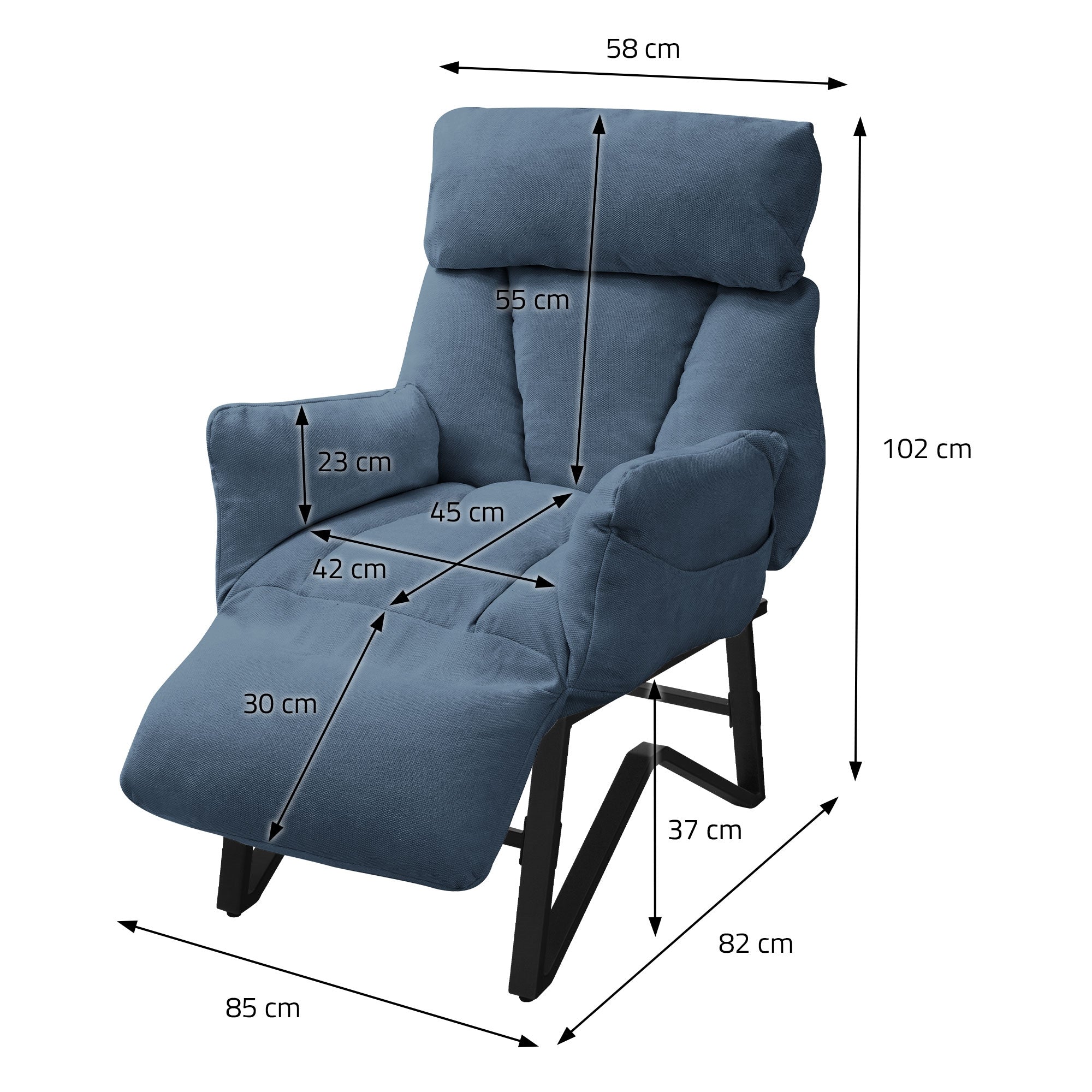 ECD Germany fauteuil relaxation lin bleu dossier réglable
