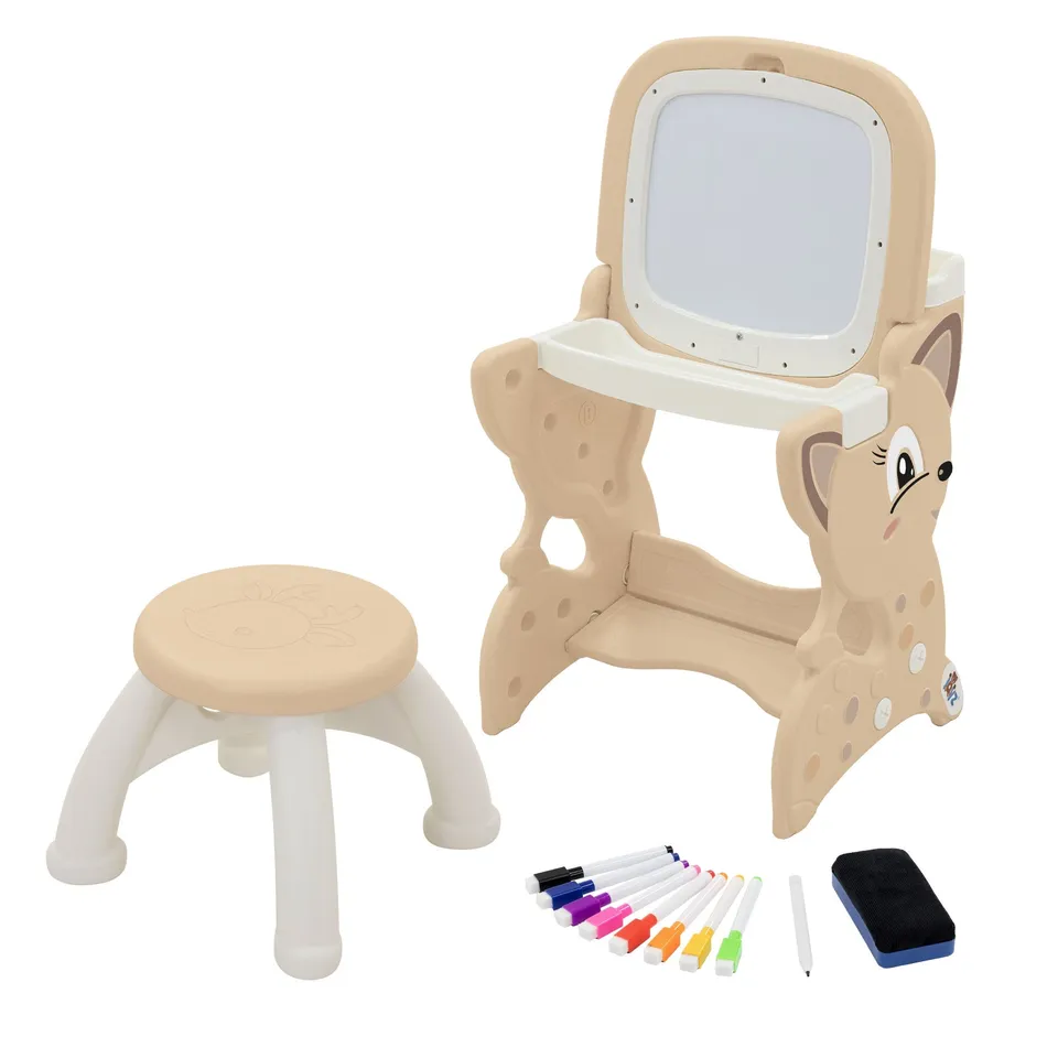 ECD Germany Kinder Joyz table enfant 3-en-1 marron + tabouret