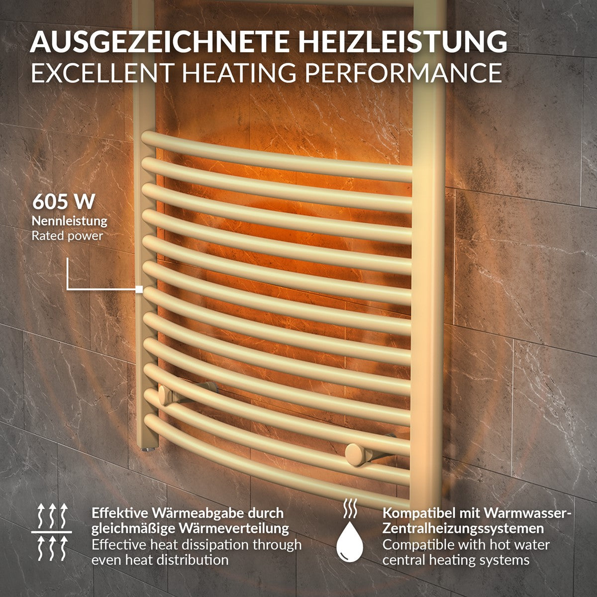 ECD Germany Sahara sèche-serviettes beige 500x1500 mm
