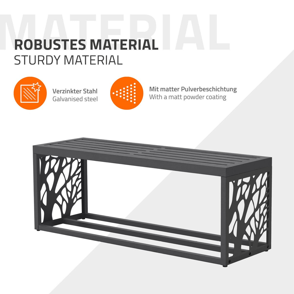 ECD Germany Range-Bûches Banc Acier Anthracite 120x38x43 cm