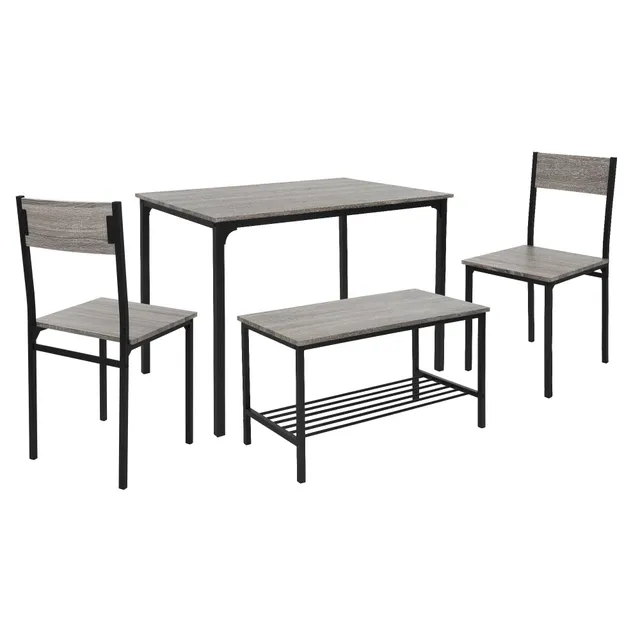 ECD Germany ensemble salle à manger 4 pièces chêne gris table banc