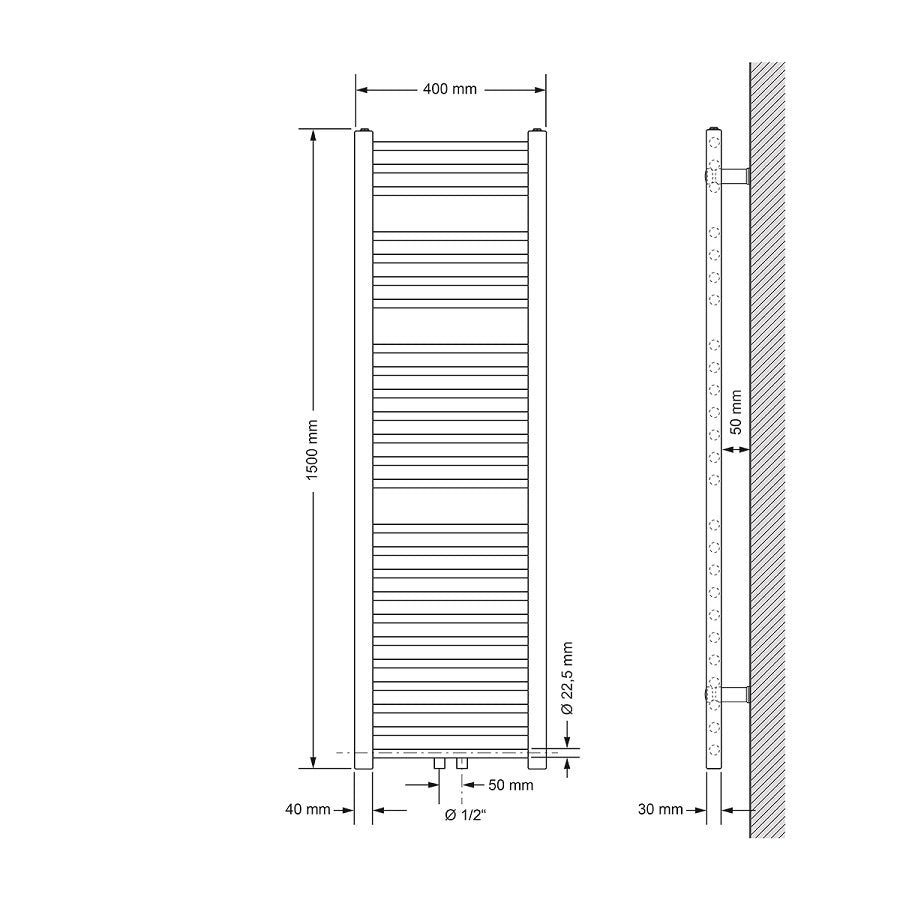 LuxeBath Sahara radiateur salle de bain blanc 400x1500 mm central