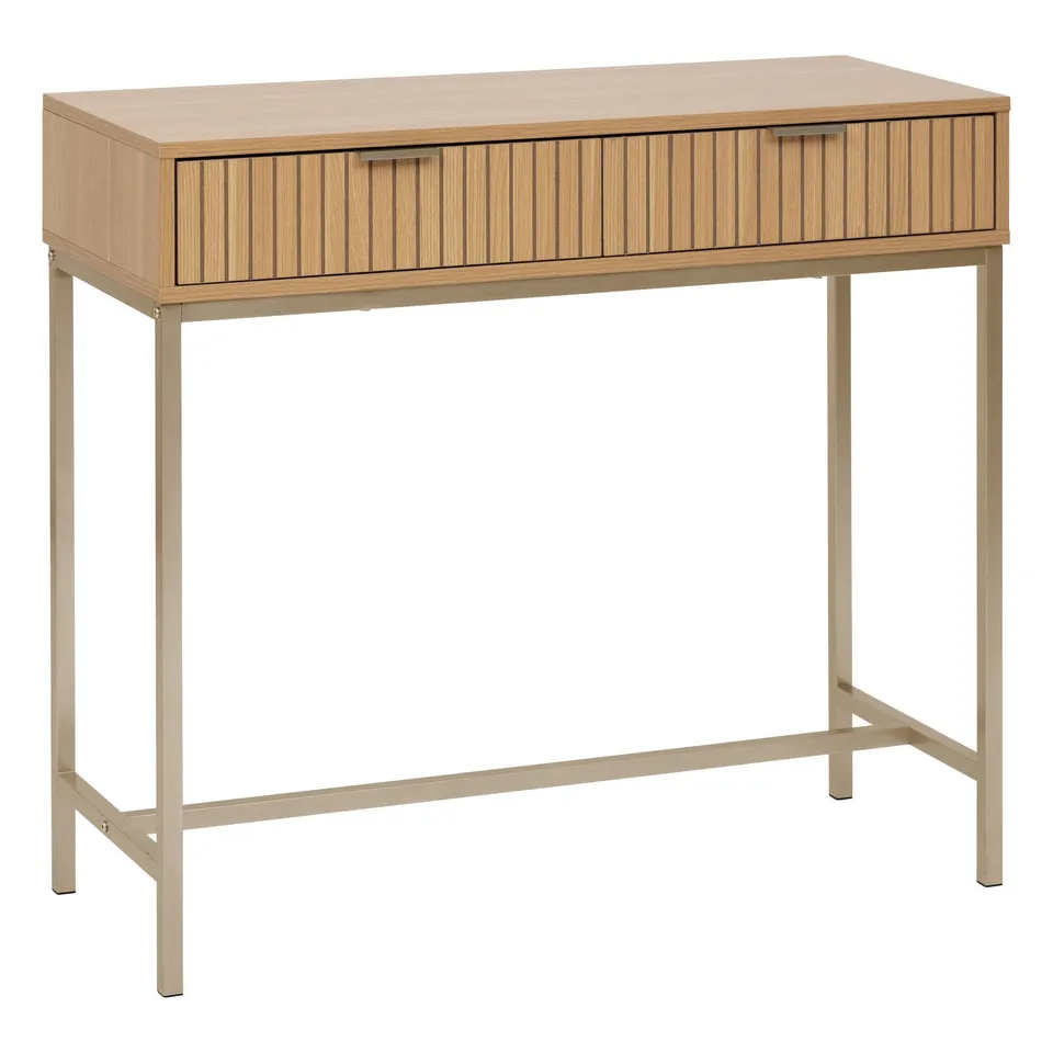 Stokomani Maison Console Tasso 2 tiroirs bois naturel