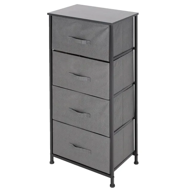 ECD Germany Möbel Commode 4 Tiroirs Gris 45x30x94 cm MDF