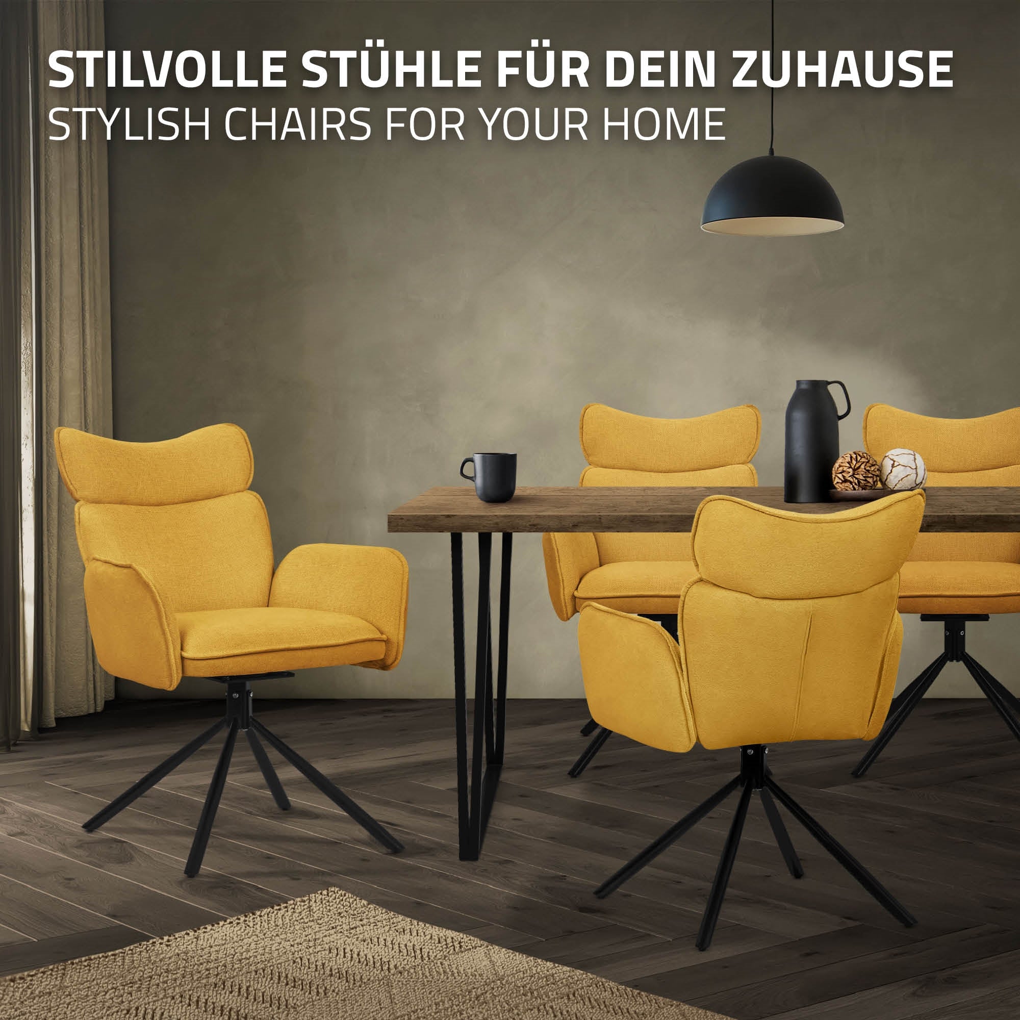 ECD Germany Möbel chaise pivotante moutarde lot 2 tissu