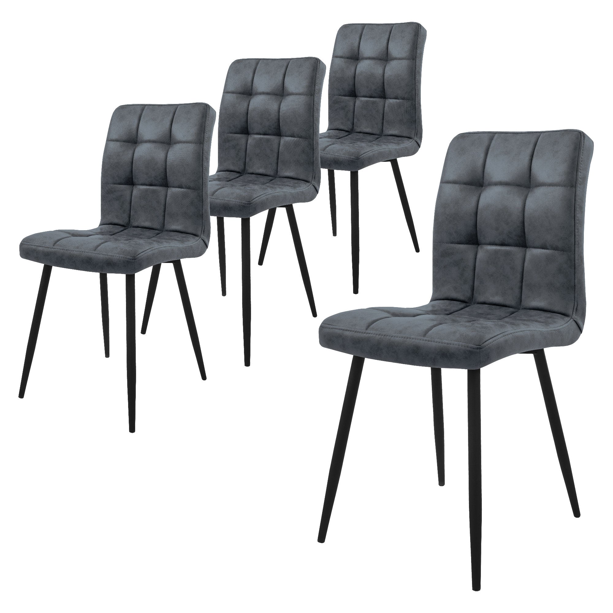 ECD Germany Möbel lot 4 chaises velours anthracite matelassées