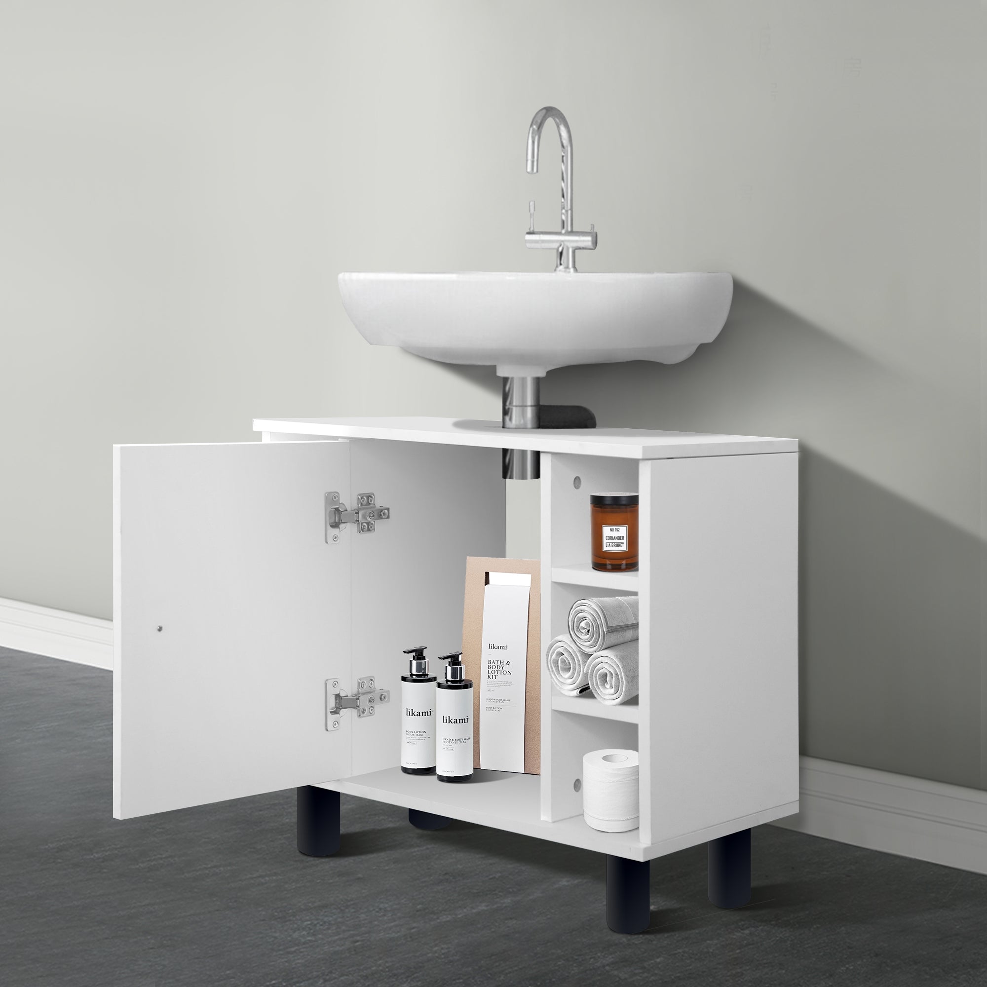 ECD Germany ML-Design meuble salle de bain blanc 2 pièces bois
