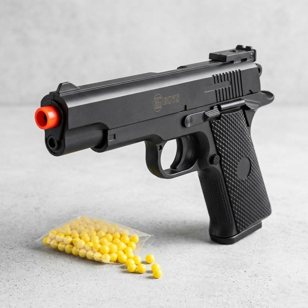 Shop-Story Loisirs Pistolet à Billes 18 cm Noir + 2000 billes