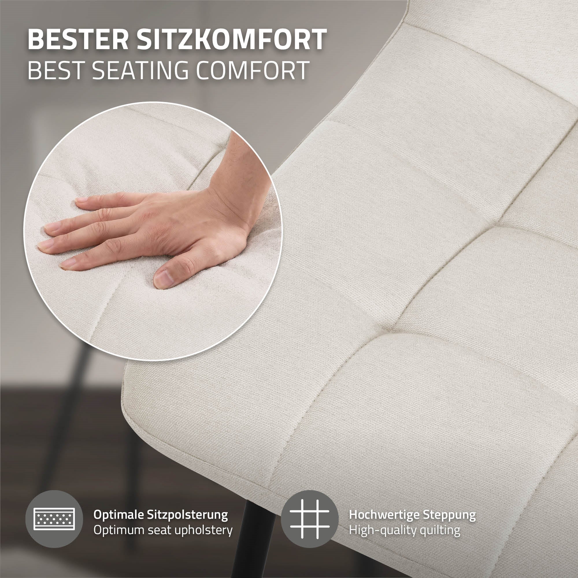 ECD Germany Möbel ML-Design chaise salle à manger beige x2 polyester