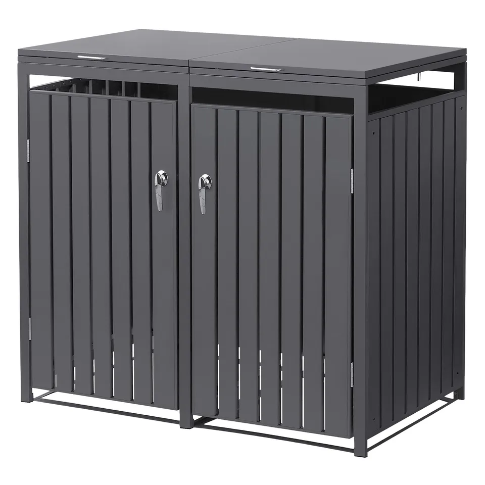 ECD Germany Garten cache-poubelle double 240L anthracite acier