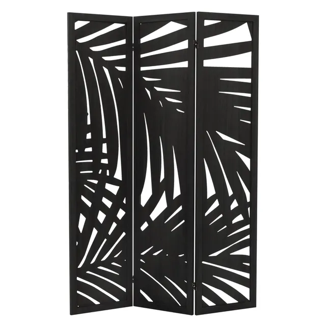 ECD Germany Sapporo paravent bois 3 volets noir 170x121 cm