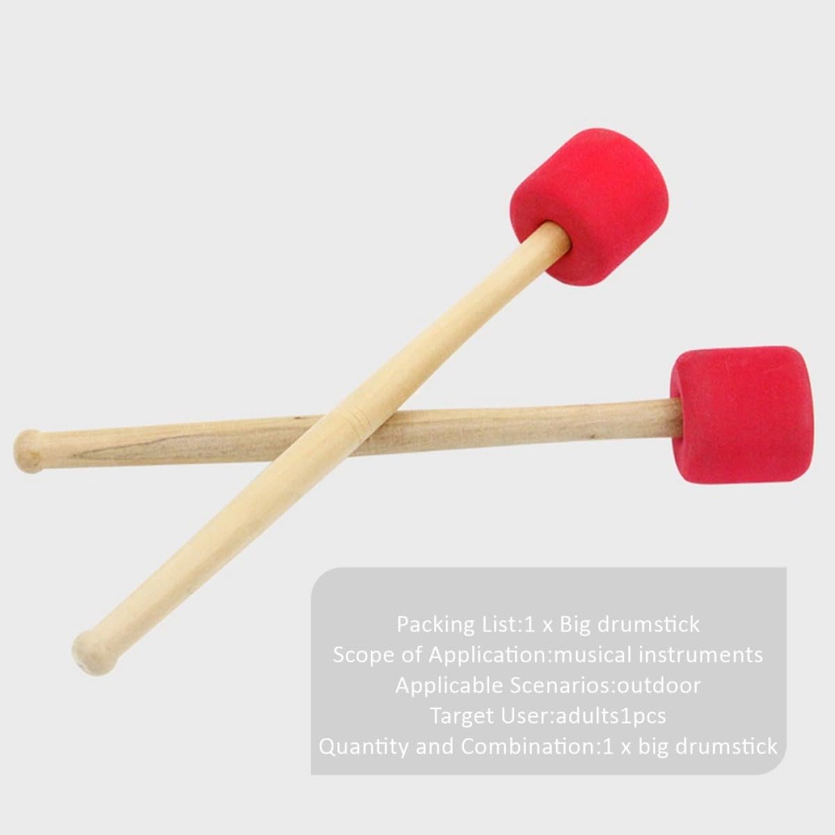 Milisten Marteau Grosse Caisse Bois Mousse Rouge 33CM