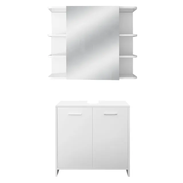 ECD Germany ML-Design Ensemble meuble salle de bain blanc 2 pièces