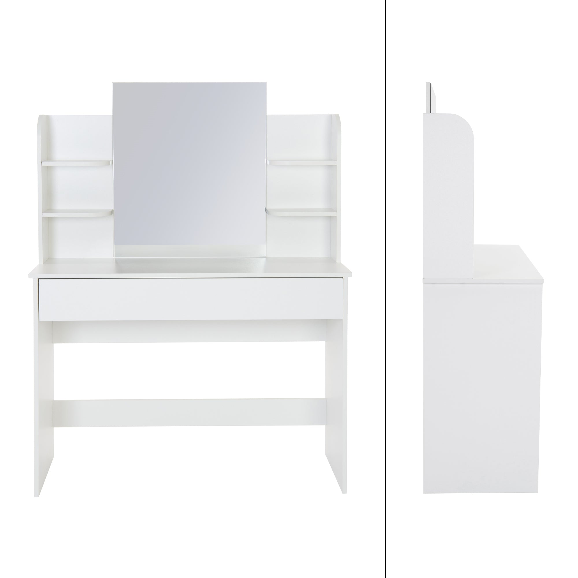 ML-Design 108 cm coiffeuse blanche avec miroir et tabouret