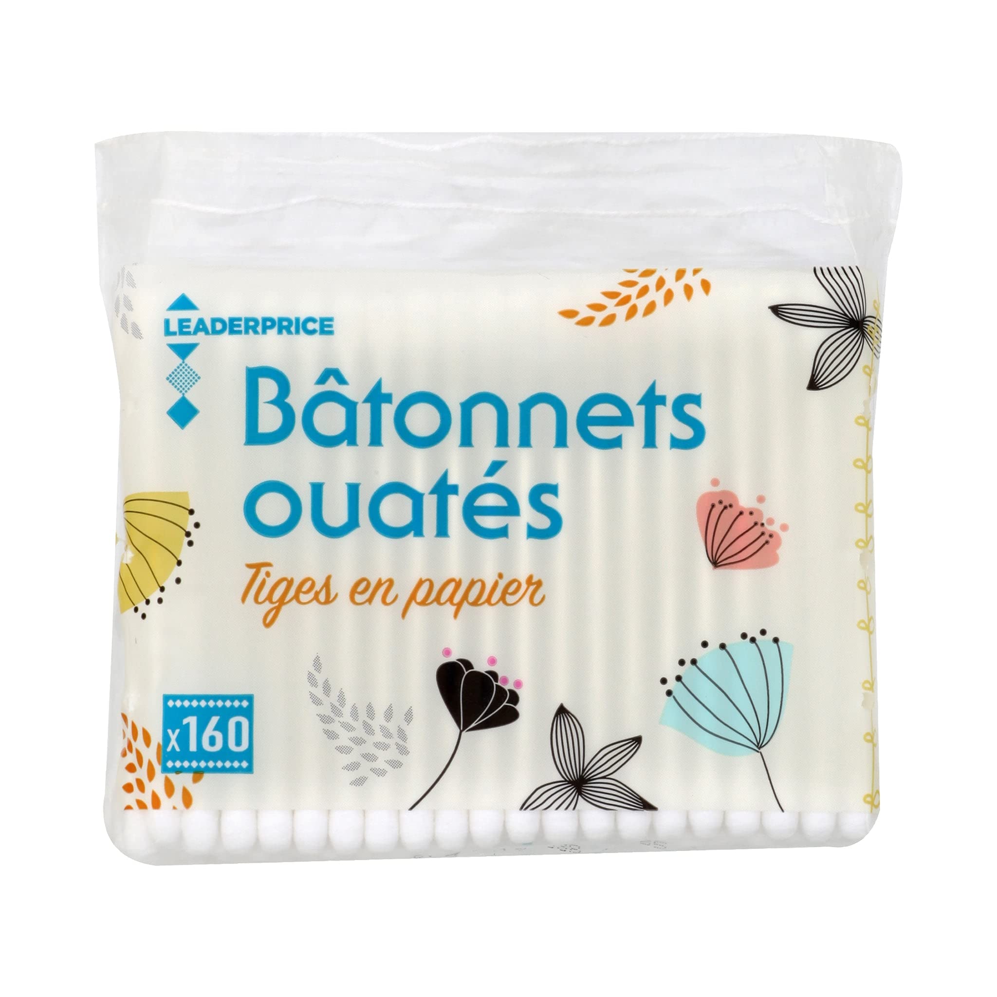 Leader Price Bâtonnets ouatés 160 tiges papier doux