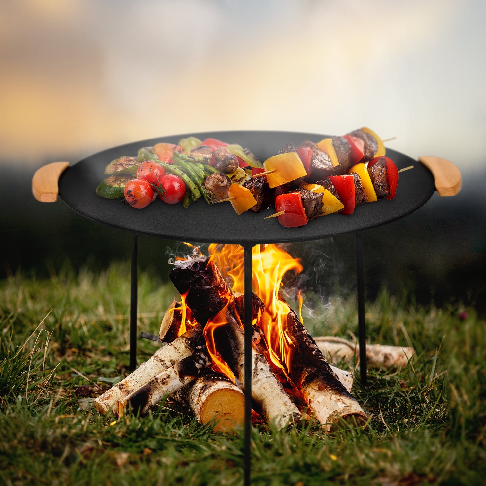 ECD Germany plaque grill fonte 44 cm 6 pieds feu de camp