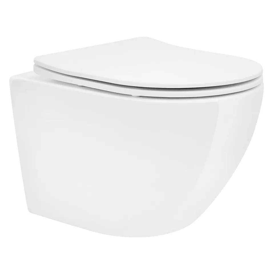 ECD Germany Sanitär WC suspendu 49cm blanc sans bride