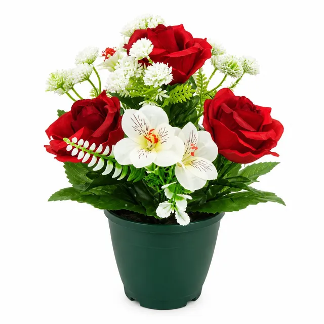 Stokomani pot rose artificielle astromeria 26 cm