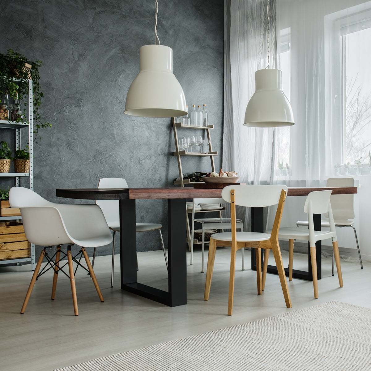 ECD Germany lot 2 pieds de table 80x72 acier noir industriel