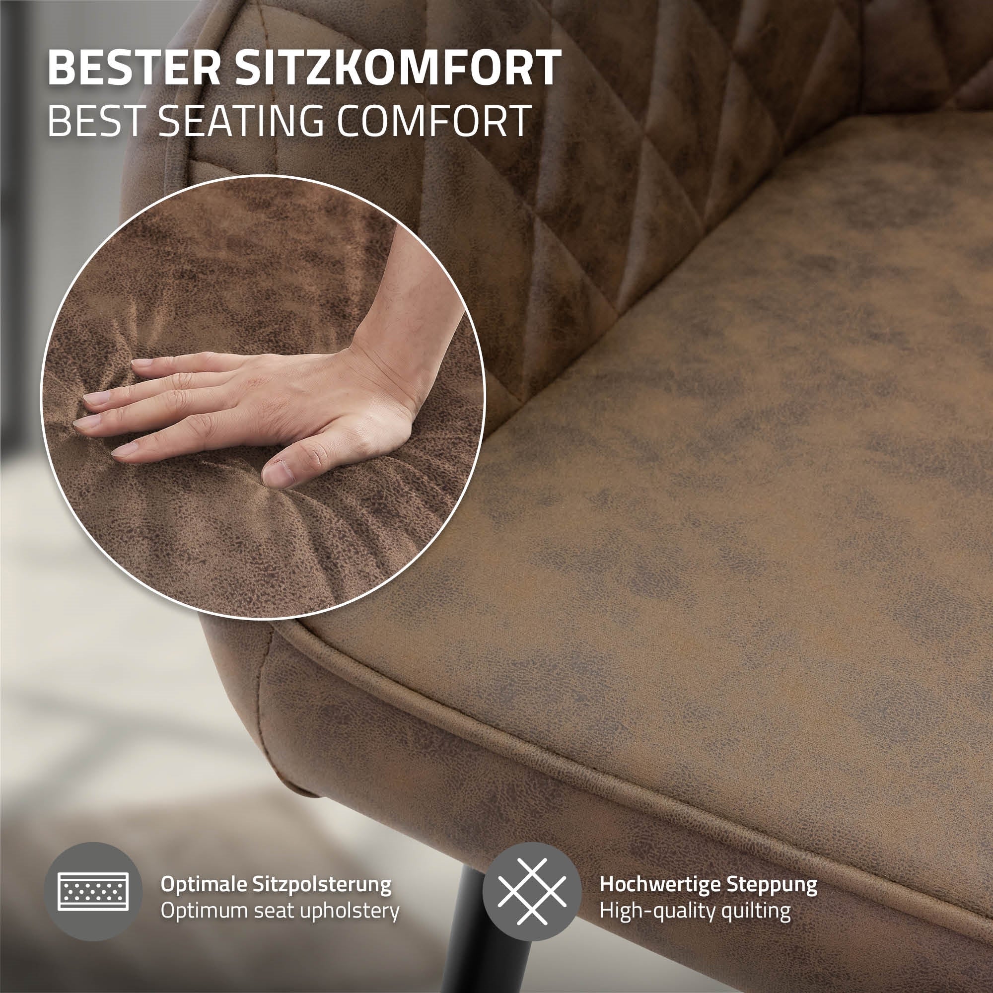 ECD Germany Möbel chaise salle à manger marron similicuir lot de 4